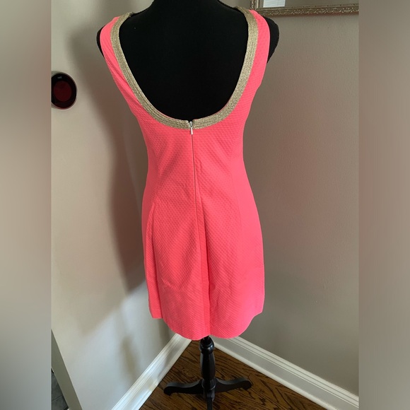 Lilly Pulitzer shift dress Janine neon pink gold details - Picture 9 of 12